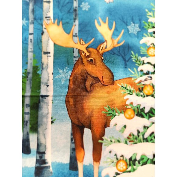 One Snowy Day Christmas Woodland Fabric Panel 24"x43" - Woodland Animals Scene - Picture 12 of 16